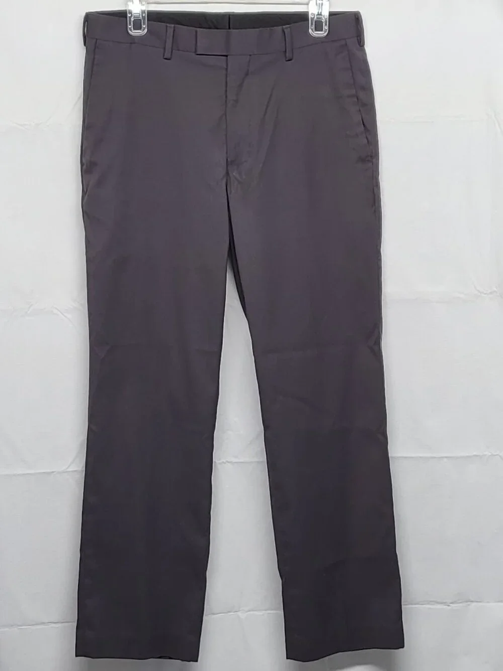 Axis Mens Dress Pants 32 X 30 Straight Leg Straight Gray Polyester Rayon Spandex